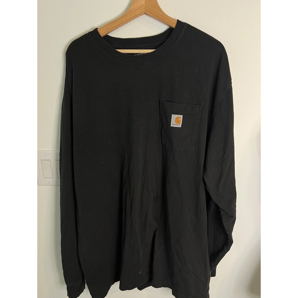 Carhartt Pocket T-Shirt Mens XL Tall Black Excellent Loose Fit K126 Long Sleeve